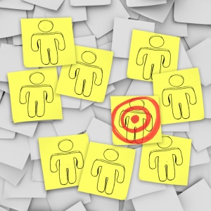 Targeted Customer in Bulls-Eye - Sticky Notes
